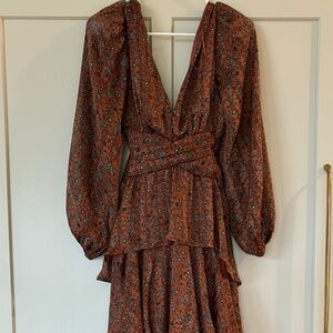 Anora Maxi Dress in Copper & Black Ditsy ASTR the Label